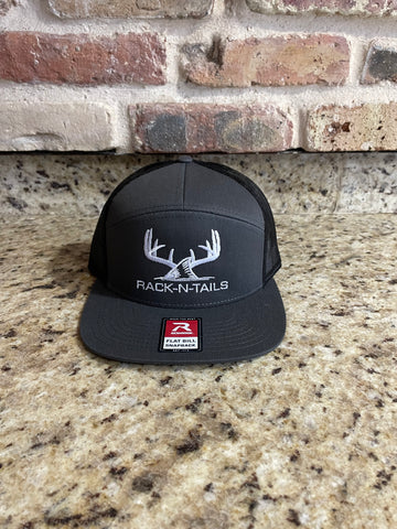 Rack-N-Tails Charcoal/Black 7 panel with white logo