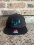 Rack-N-Tails Black 7 panel with Teal Logo